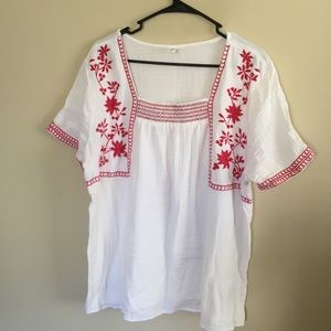 Red and white Old Navy Peasant Top XL